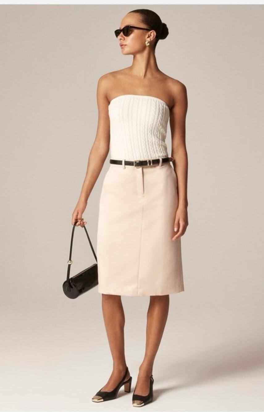 NWT J. Crew Trouser Pencil Skirt In Duchesse Satin Pink 6